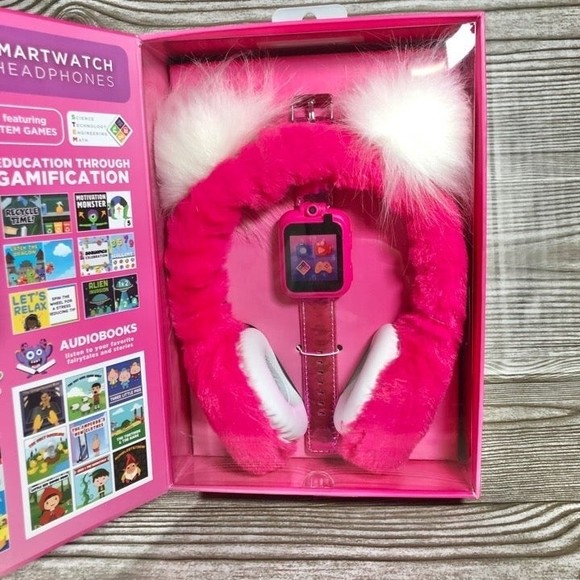 iTech Junior Girls Headphone & Smart Watch Set - Pink Pom Pom Z107 - Picture 4 of 10